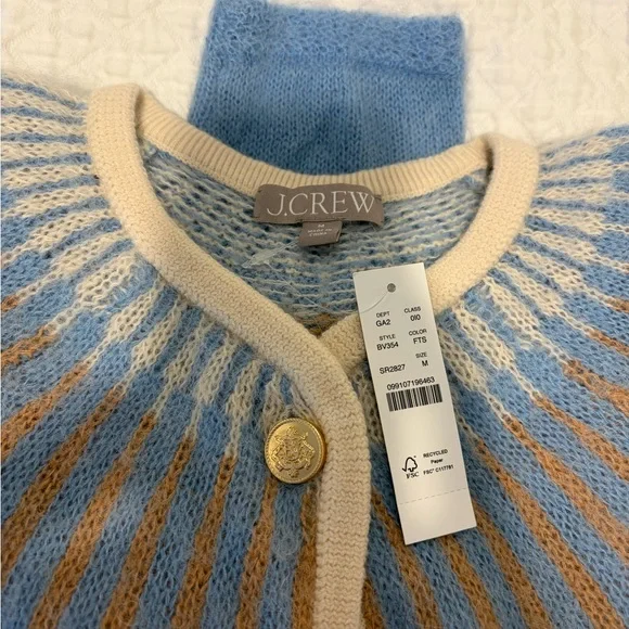 J. Crew Blue and Cream Striped Cardigan - Picture 2 of 4